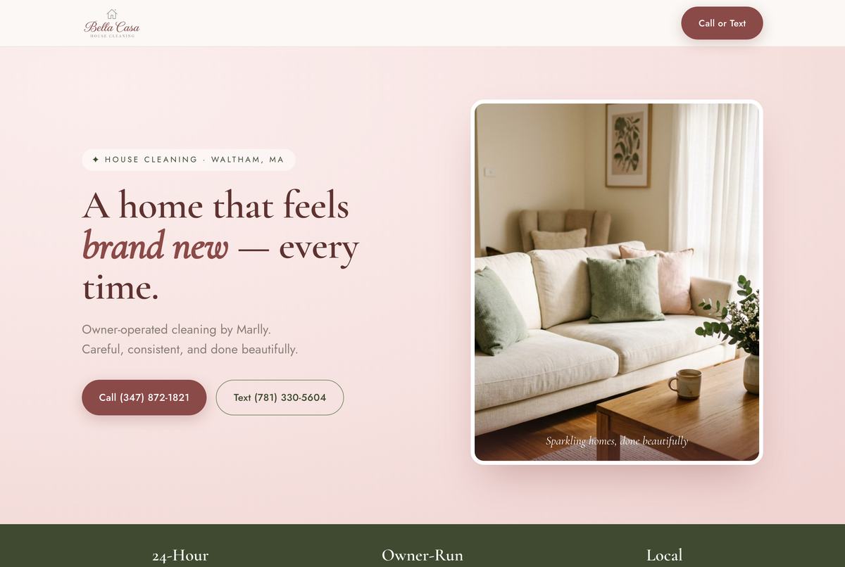Bella Casa Cleaning website