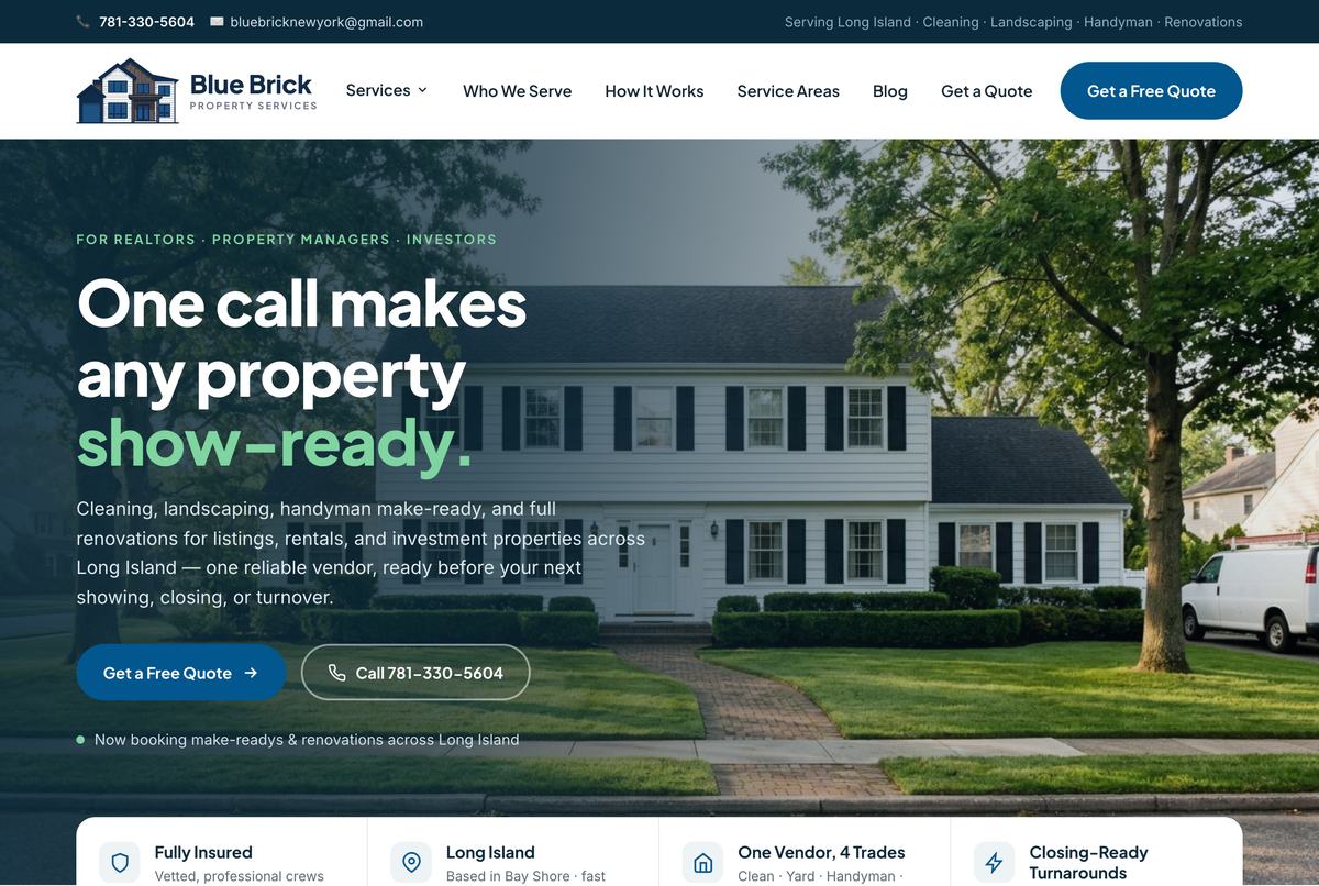 Blue Brick Property Services website